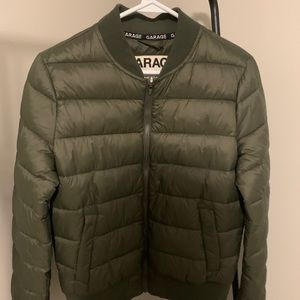 Garage puffer jacket, green size medium